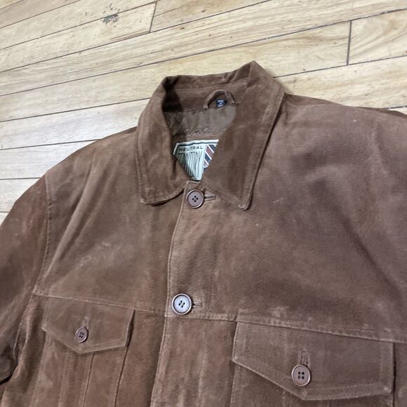 NEUTRAL TERRITORY Parka Leather Jacket Men M Brown Western Cowboy Button Coat 46 - Picture 6 of 16